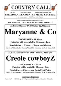 COUNTRY CALL VOL 19.5 NEWSLETTER OF  October 2008 – November 2008