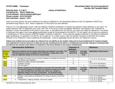 Streamlined Sales Tax Project