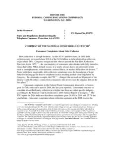 BEFORE THE FEDERAL COMMUBNICATIONS COMMISSION WASHINGTON, D.C[removed]In the Matter of Rules and Regulations Implementing the