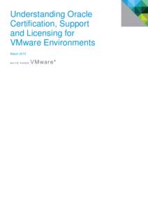 Understanding Oracle Certification, Support and Licensing for VMware Environments March 2015 WHITE PAPER