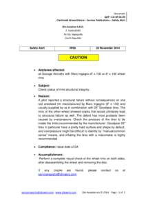 Document QAP –CA-SP-SA-09 Continued Airworthiness – Service Publications – Safety Alert Zlin Aviation S.R.O. 2. KvetnaNapajedla
