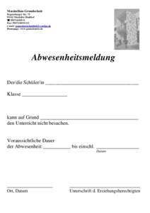 Maximilian-Grundschule Regensburger StrMaxhütte-Haidhof  Fax: e-mail: 