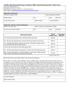 JCP&L SREC-Based Financing Meter Order Form