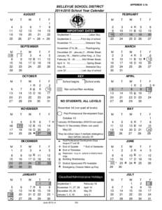 APPENDIX 4.1b  BELLEVUE SCHOOL DISTRICT[removed]School Year Calendar AUGUST M