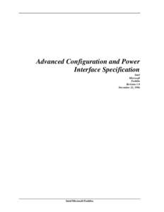 Advanced Configuration and Power Interface Specification Intel Microsoft Toshiba Revision 1.0
