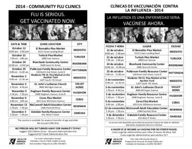 2014 PROMOTIONAL FLU CLINICS black and white