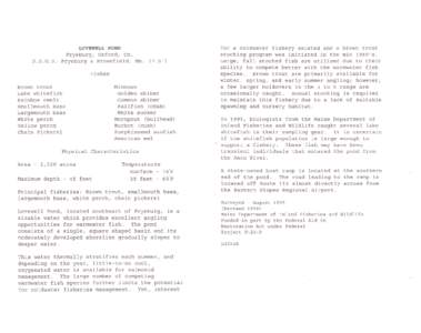 Geography of the United States / Trickey Pond / Long Pond / Fryeburg /  Maine / Lovewell Pond / Fish