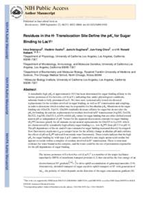 NIH Public Access Author Manuscript Biochemistry. Author manuscript; available in PMC 2010 September 22. NIH-PA Author Manuscript