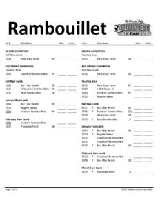 Rambouillet Lot # Farm Name  GRAND CHAMPION