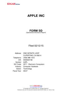 APPLE INC  FORM SD (Specialized Disclosure Report)