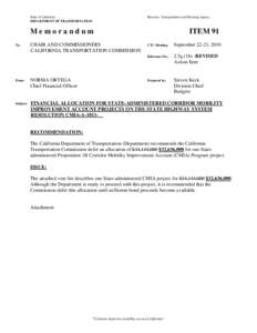 State of California DEPARTMENT OF TRANSPORTATION Business, Transportation and Housing Agency  Memorandum