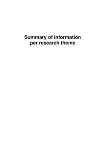 Summary of information per research theme B  SUMMARY OF INFORMATION PER RESEARCH THEME