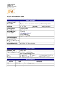 JISC Project Plan Template