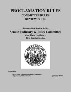 PROCLAMATION RULES COMMITTEE RULES REVIEW BOOK Submitted for Review Before