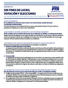 nacional PTA®  SIN FINES DE LUCRO, VOTACIÓN Y ELECCIONES  Publicado en cooperación con Nonprofit VOTE