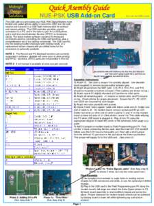 Quick Asembly Guide NUE-PSK USB Add-on Card For rev Ax USB cards  The USB add-on card makes your NUE-PSK Digital Modem more