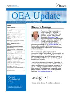 OEA Update A Newsletter Update from the Office of the Employer Adviser Inside Director’s Message....................................1