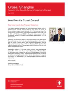Grüezi Shanghai - Newsletter of the Consulate General of Switzerland in Shanghai - N° 16 - March 2012