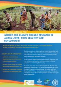 ©FAO/Giulio Napolitano  TRAINING MATERIAL FOR GENDER AND CLIMATE CHANGE RESEARCH IN AGRICULTURE, FOOD SECURITY AND