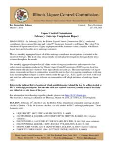 Liquor Control Commission February Underage Compliance Report