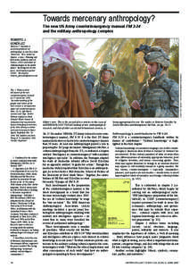 Towards mercenary anthropology? The new US Army counterinsurgency manual FM 3-24 and the military-anthropology complex