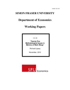 10ISSNSIMON FRASER UNIVERSITY Department of Economics Working Papers