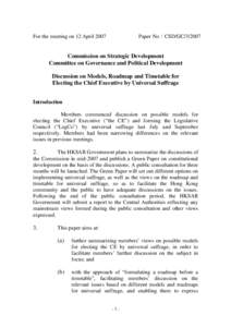 For the meeting on 12 April[removed]Paper No：CSD/GC[removed]Commission on Strategic Development Committee on Governance and Political Development