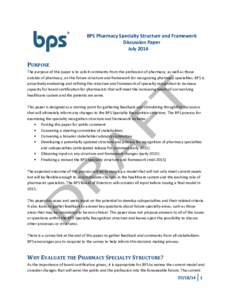 BPS Pharmacy Subspecialties Discussion Paper FINAL July[removed]