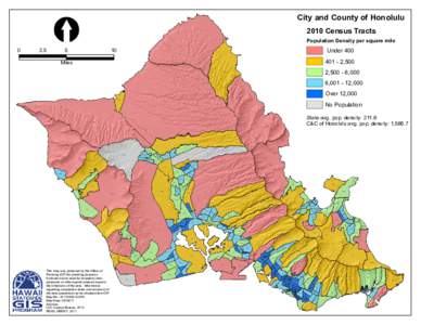 City and County of Honolulu 2010 Census Tracts Population Density per square mile 101