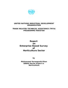 UNITED NATIONS INDUSTRIAL DEVELOPMENT ORGANIZATION TRADE RELATED TECHNICAL ASSISTANCE (TRTA) PROGRAMME PAKISTAN  Report