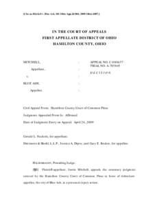 [Cite as Mitchell v. Blue Ash, 181 Ohio App.3d 804, 2009-OhioIN THE COURT OF APPEALS FIRST APPELLATE DISTRICT OF OHIO HAMILTON COUNTY, OHIO