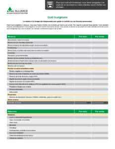 Outil budgétaire toujours automatiquement votre budget sur un cycle à la fois mensuel et annuel. Vous pouvez conserver ce document sur votre ordinateur et le tenir à jour aussi longtemps que vous le désirez, les calc