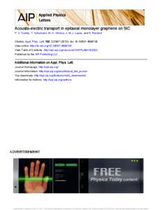 Acousto-electric transport in epitaxial monolayer graphene on SiC P. V. Santos, T. Schumann, M. H. Oliveira, J. M. J. Lopes, and H. Riechert Citation: Appl. Phys. Lett. 102, ); doi:  View onl