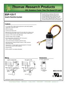 Thomas Research Products  SSL Solutions Faster Than The Speed Of Light ® ESP-125-T