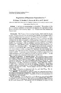 Proceedings of the National Academy of Sciences Vol. 66, No. 3, pp, July 1970 Regulation of Repressor Expression in X* H. Eisen,t P. Brachet, L. Pereira da Silva, and F. Jacobt SERVICE DE