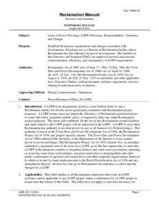 FAC TRMR-61  Reclamation Manual Directives and Standards TEMPORARY RELEASE (Expires[removed])