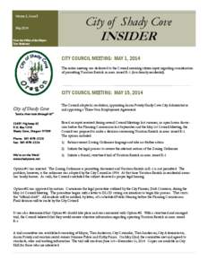 Volume 2, Issue 5 May 2014 From the Office of the Mayor: Tom Anderson
