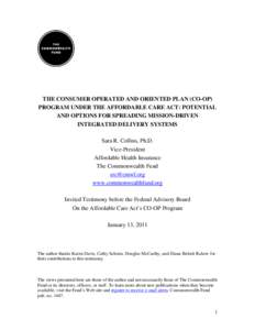 The Consumer Operated and Oriented Plan (CO-OP) Program Under the Affordable Care Act: Key Implementation Issues