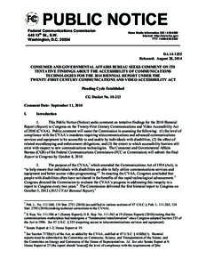 Electronic engineering / Law / Censorship in the United States / Federal Communications Commission / Internet access / Network neutrality / Telecommunications Relay Service / Accessibility / Notice of proposed rulemaking / Assistive technology / Deafness / Technology