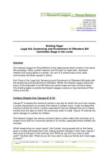 Sentencing / Howard League for Penal Reform / Prison reform / Alex Carlile /  Baron Carlile of Berriew / Prison / Frances Crook / Indefinite imprisonment / Parole / Penal system of Japan / Penology / Crime / Law enforcement