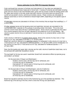 Volume estimation for the PNW-FIA Integrated Database Cubic and board foot volumes (in Scribner and International 1/4