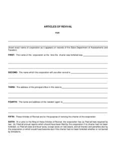 This form can be filled out on your pc. CLICK THIS BOX TO CALCULATE FEES FOR THIS DOCUMENT. This box will not print.  ARTICLES OF REVIVAL