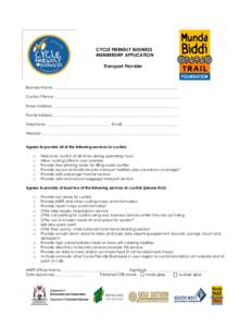 CYCLE FRIENDLY BUSINESS – MEMBERSHIP APPLICATION