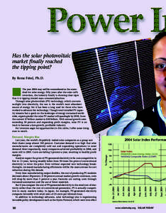 Has the solar photovoltaic market finally reached the tipping point? By Rona Fried, Ph.D.  ■