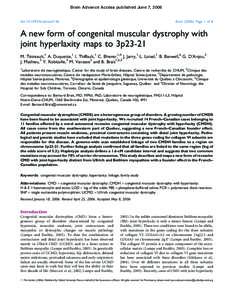 Brain Advance Access published June 7, 2006 doi:[removed]brain/awl146 Brain[removed]Page 1 of 8  A new form of congenital muscular dystrophy with