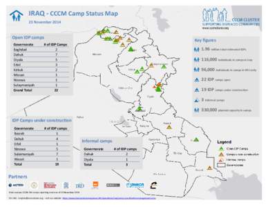 IRAQ - CCCM Camp Status Map 23 November 2014 Open IDP camps Governorate Baghdad