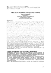 U.S.–India Civil Nuclear Agreement / NPT Review Conference / IAEA safeguards / International Atomic Energy Agency / Comprehensive Nuclear-Test-Ban Treaty / Mohamed ElBaradei / Nuclear Suppliers Group / Fissile Material Cut-off Treaty / Yukiya Amano / Nuclear proliferation / International relations / Nuclear Non-Proliferation Treaty