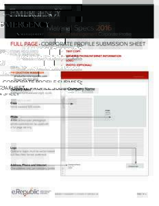 ®  Material Specs 2016 Emergency Management Corporate Profile