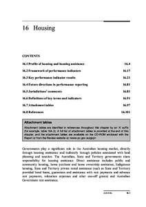 Chapter only - Chapter 16: Housing - Report on Government Services 2010