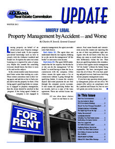 WINTER[removed]BRIEFLY LEGAL Property Management byAccident — and Worse By Charles R. Sowell, General Counsel